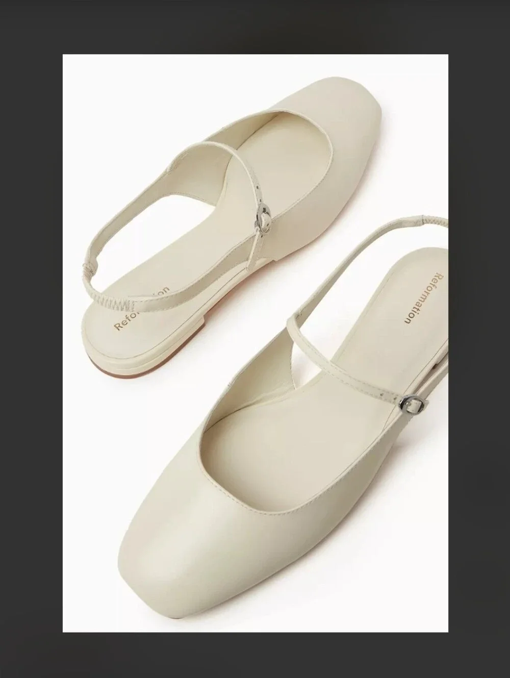 Reformation Claire Slingback Mules Sandals White Leather Size 11